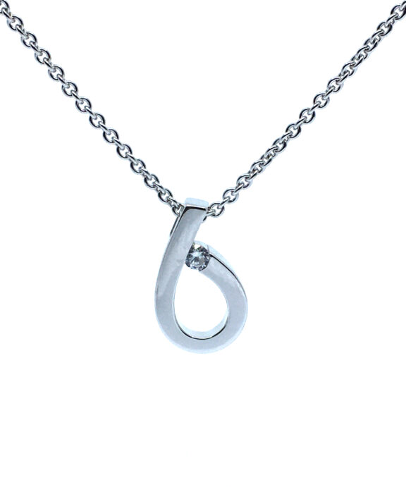 SØLV VEDHÆNG MED SYNTETISK + KÆDE 45 CM