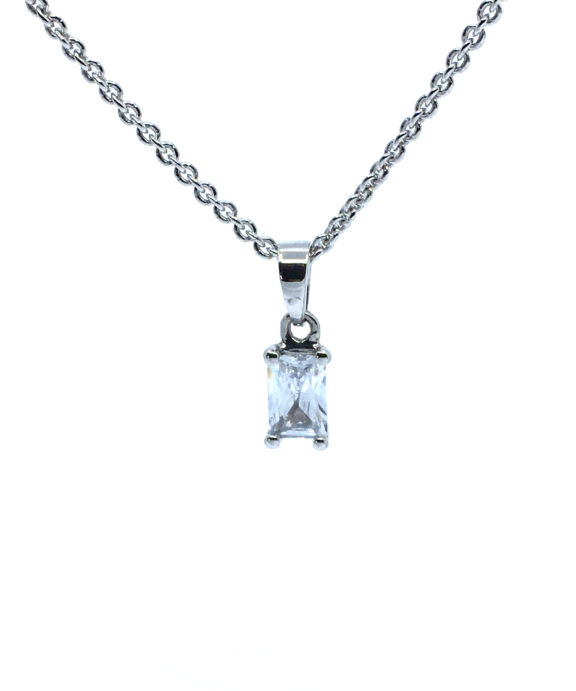 SØLV HALSKÆDE MED SYNTETISK ZIRKONIA