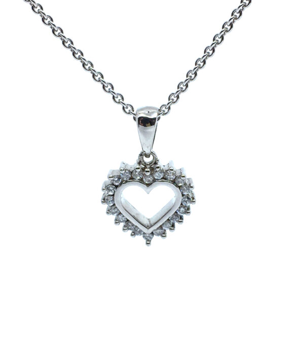 SØLV HALSKÆDE ÅBEN HJERTE MED SYNTETISKE ZIRKONIA