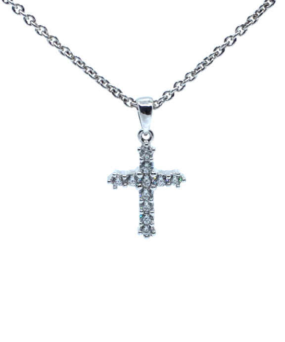 SØLV HALSKÆDE KORS MED SYNTETISKE ZIRKONIA