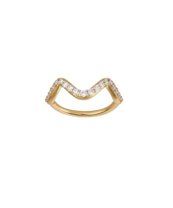 BYBIEHL WAVE SPARKLE RING FORGYLDT SØLV MED STEN - 5-3701A-GP