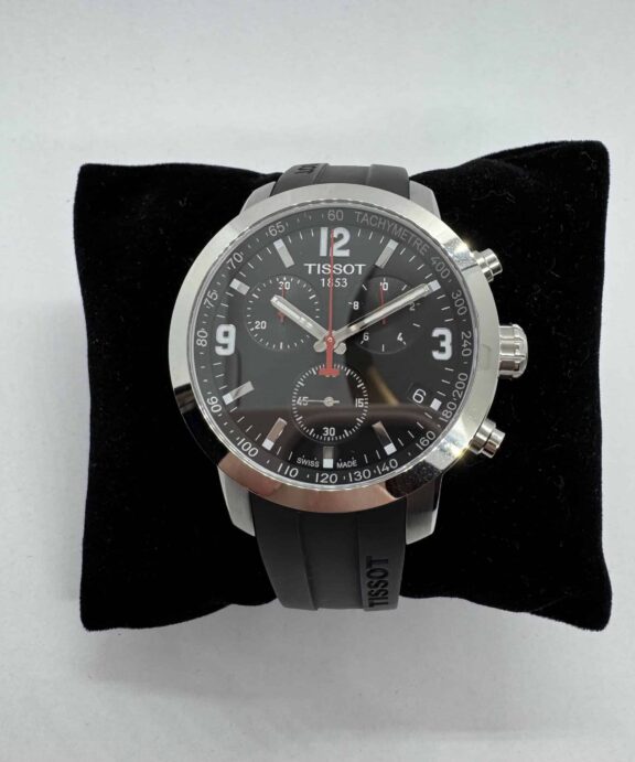TISSOT HERRE UR STÅL PRC 200 MED SORT SILIKONEREM