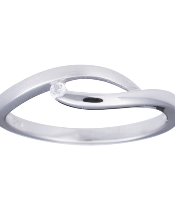 RING SØLV MAT/BLANK MED ZIRKONIA