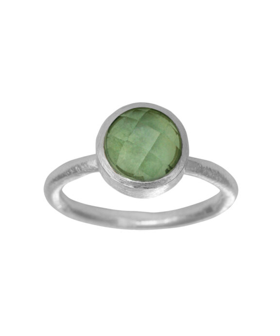 SUSANNE FRIIS BJØRNER RING SØLV MED GRØN KVARTS STR 53- 1659-1-107