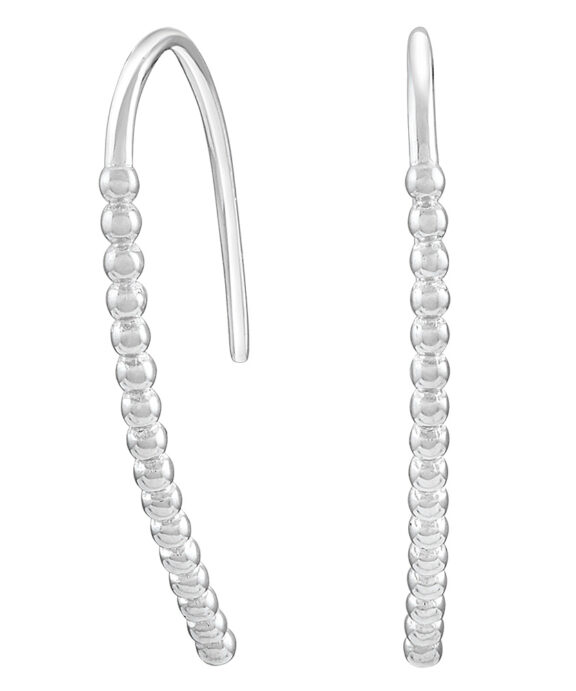 ØREHÆNGER BØJLE SØLV RHODINERET MED KUGLER CHAIN 26 MM