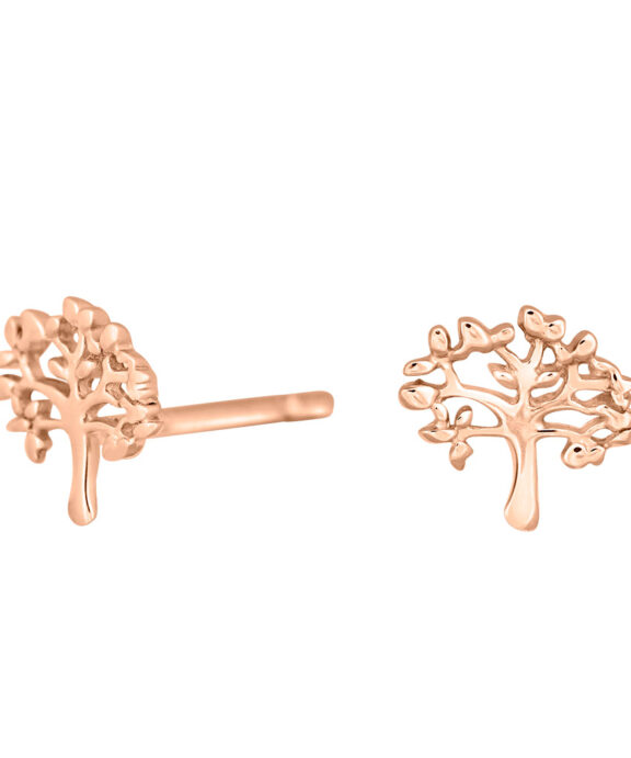 ROSA FORGYLDT SØLV ØRERINGE STIK LIVETSTRÆ 7 MM