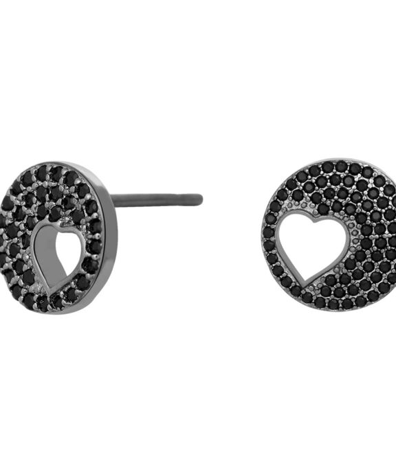SØLV SORT RHODINERET ØRERINGE STIK MED SORTE ZIRKONIA