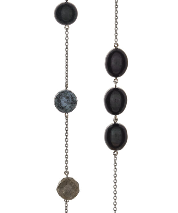 SHAPE SØLV KÆDE BLÅ MIX 90 CM