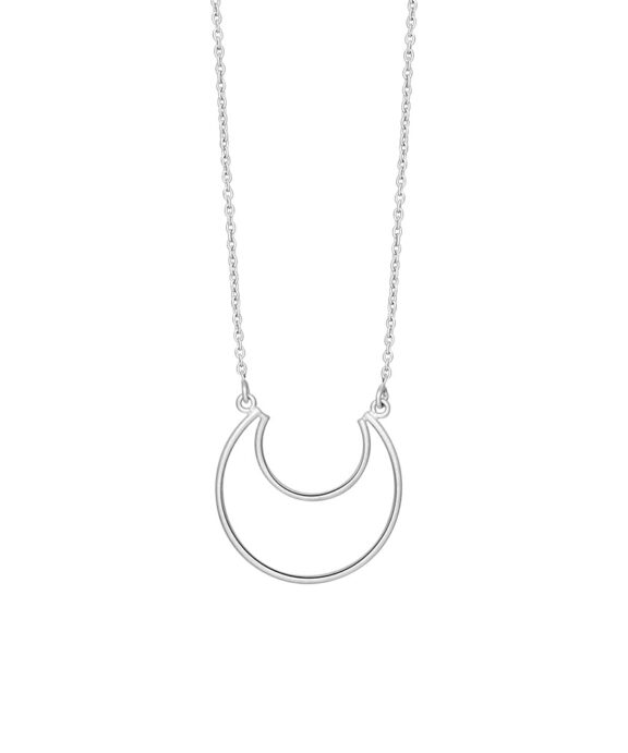 RHODINERET SØLV HALSKÆDE MOON 24 MM 70 CM