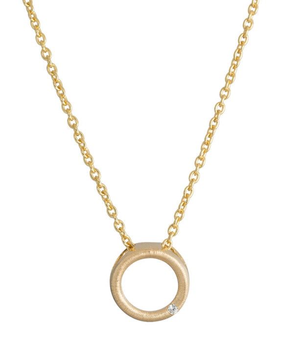 HALSKÆDE CIRKEL SØLV FORGYLDT MED ZIRKONIA