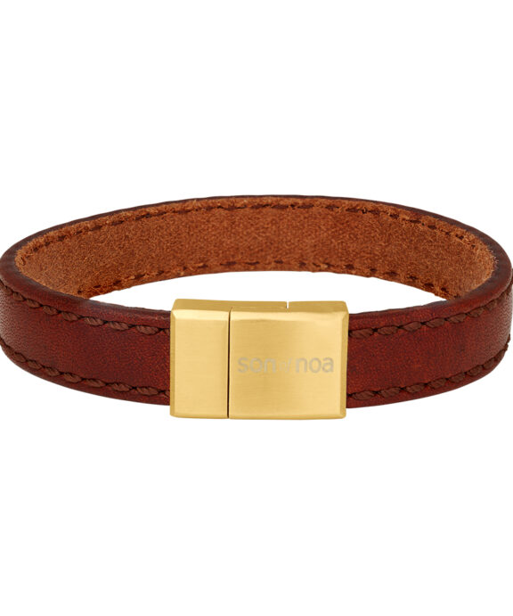 SON OF NOA ARMBÅND BRUN LÆDER MED STÅL FORGYLDT LÅS