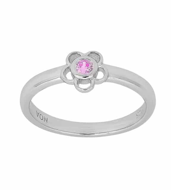 NORDAHL JEWELLERY BØRNE RING BLOMST MED LYSERØD ZIRKONIA - 103400609