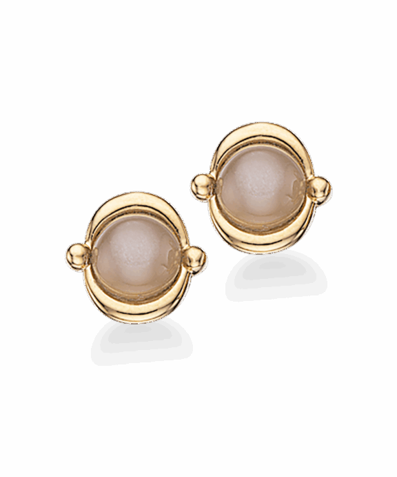 SØLV FORGYLDT ØRERINGE MED MÅNESTEN