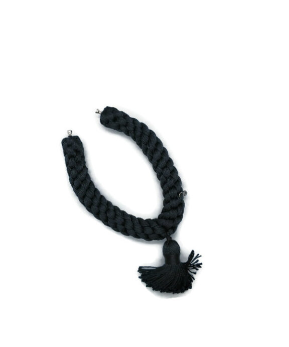 OLE LYNGGAARD A2502-001 KNYTTET SORT SILKE ARMBÅND 8MM 20CM