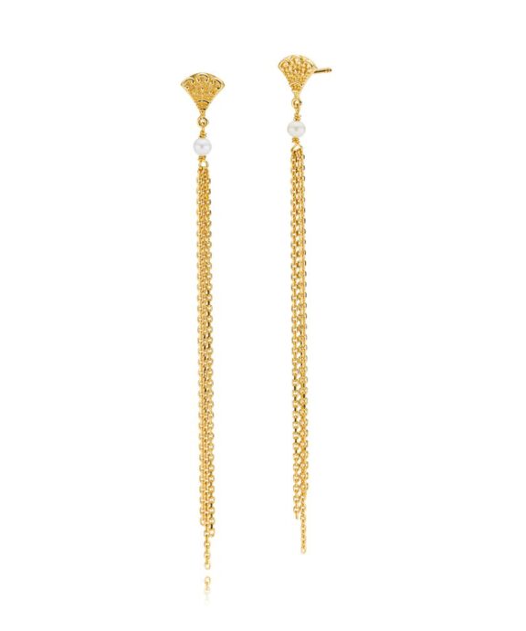 IZABEL CAMILLE ØRERINGE SØLV FORGYLDT BOHEMIAN - A1686GSWHITE