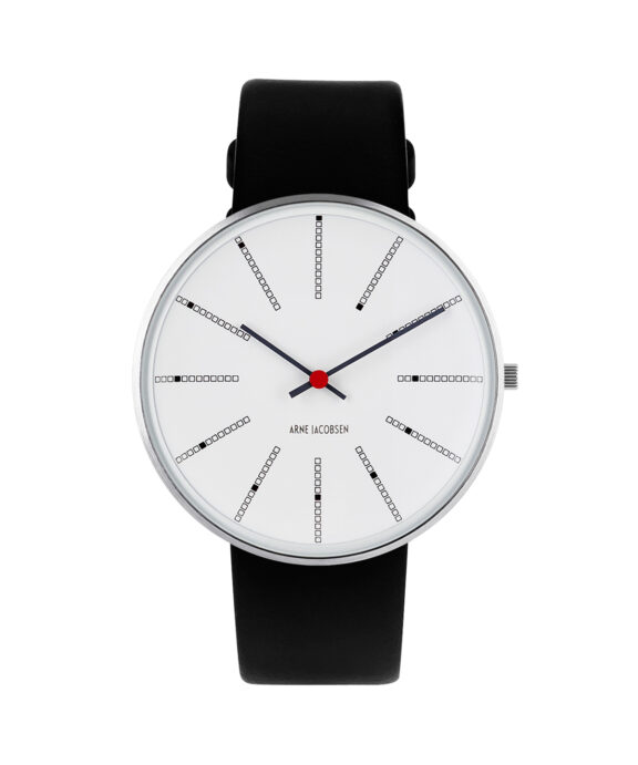 ARNE JACONSEN BANKERS UR MED SORT LÆDERREM - 43440