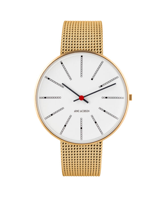 ARNE JACOBSEN BANKERS Ø40MM IO GULDMETAL MED HVID SKIVE - 43427