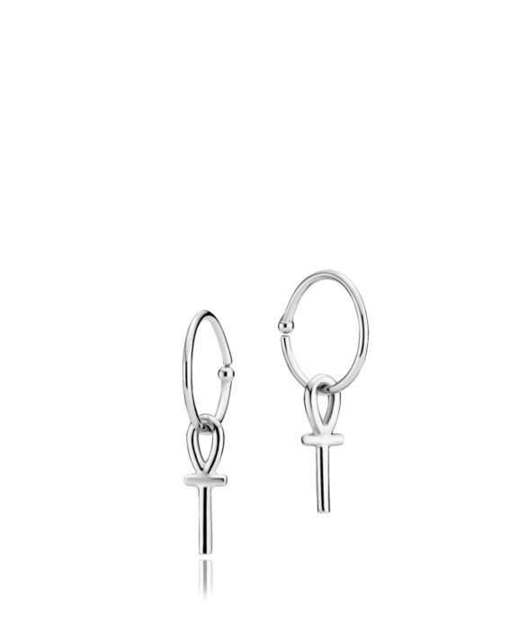 SISTIE CREOLER MED VEDHÆNG SØLV RHODINERET YOUNG ONE EGYPT - Z1039SWS