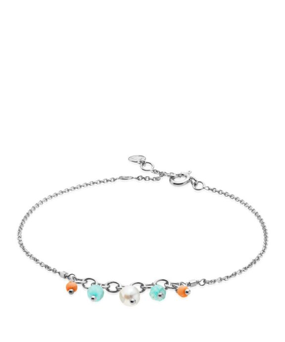 SISTIE ANKELKÆDE I SØLV MED FARVEDE STEN