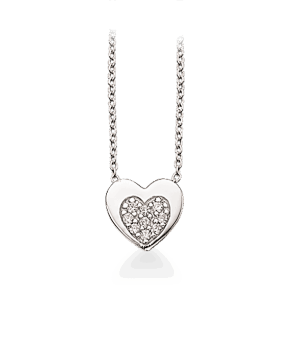 SØLV HALSKÆDE MED HJERTE
