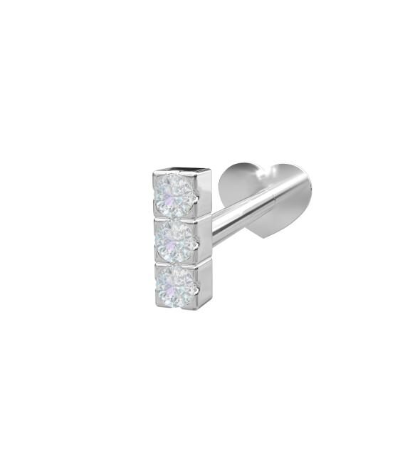 NORDAHL JEWELLERY LABRET PIRCING SØLV MED 3 ZIRKONIA - 30140030900