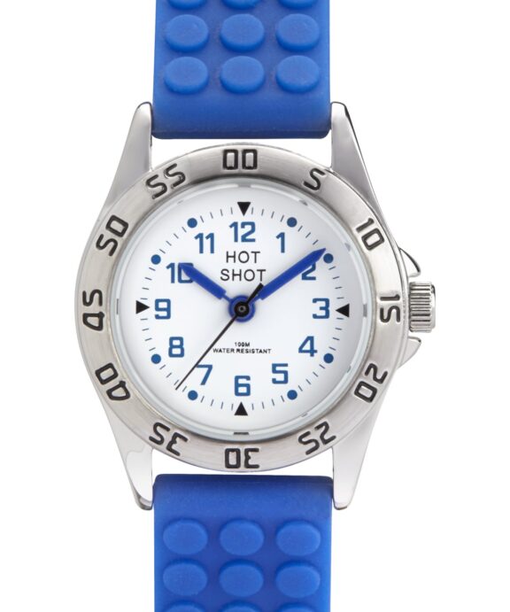 HOTSHOT BØRNE UR STÅL MED BLÅ GUMMIREM - W0957SBX-H