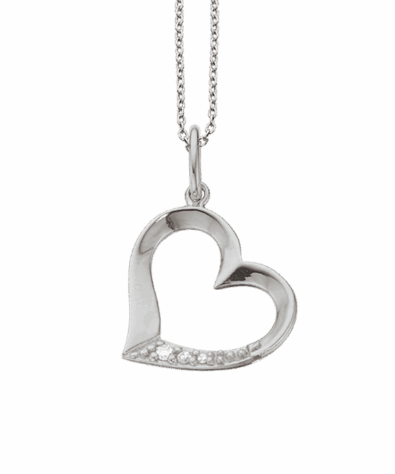 SCROUPLES 14 KARAT HVIDGULDS HJERTE MED 0,025 H-W/SI MED SØLV KÆDE - 211656