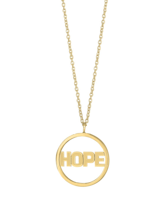 HALSKÆDE SØLV FORGYLDT HOPE LOH 20 MM 45+5 CM