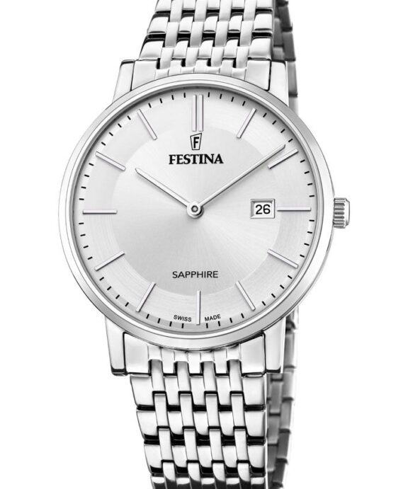 FESTINA UR HERRE STÅL SLIM MED SCHWEIZISK VÆRK OG SAFIRGLAS - F20018/1