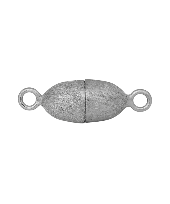 SØLV RHODINERET MAGNETLÅS 6 MM OVAL MAT