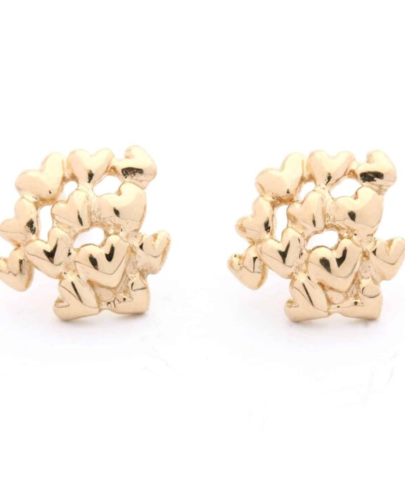 PER BORUP 14 KARTAT GULD ØRERINGE "HEART" - 938Ø