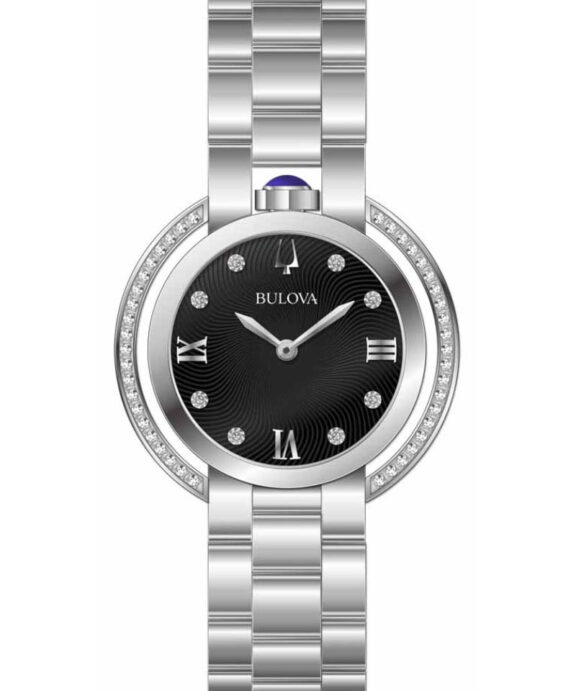 BULOVA DAME UR RUBAIYAT SORT SKIVE STÅL LÆNKE - 96R219