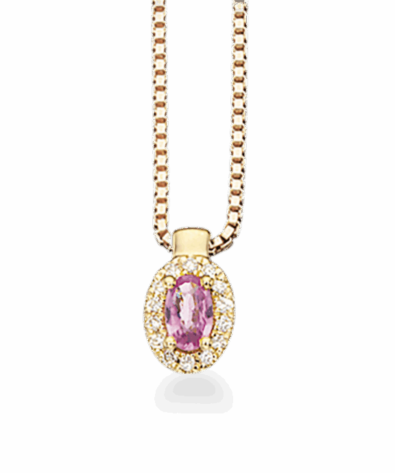 SCROUPLES DIANA VEDHÆNG 14 KARAT GULD MED PINK SAFIR - 211555