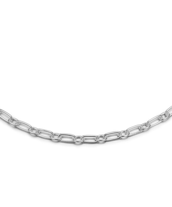 RANDERS SØLV HALSKÆDE MED OVALE OG RUNDE LED - 245307