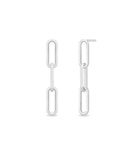 JULIE SANDLAU ØRERINGE SØLV TRIPLE LINK - ST271RH