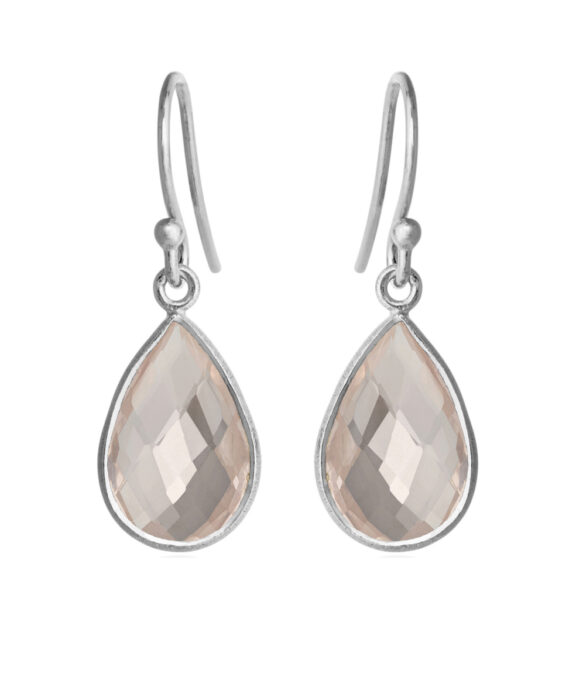 SUSANNE FRIIS BJØRNER ØRERINGE SØLV ROSAKVARTS - 4055-1-106