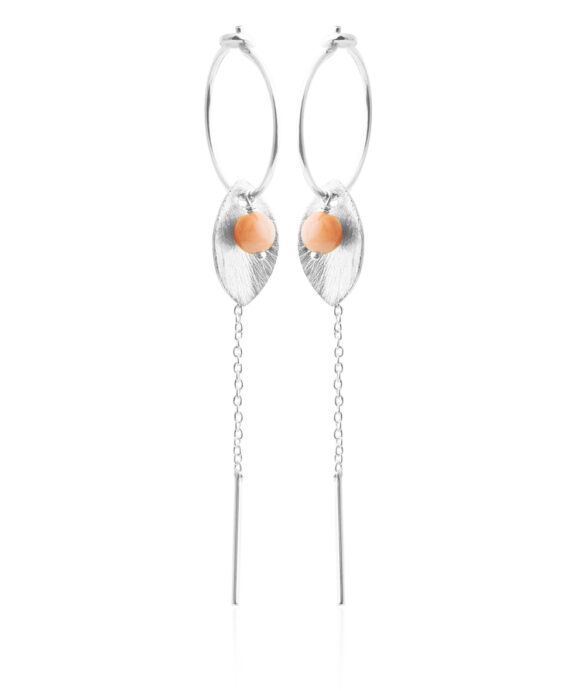 SUSANNE FRIIS BJØRNER ØRERINGE SØLV MED BLAD, KÆDE OG SØBAMBUS - 5629-1-129