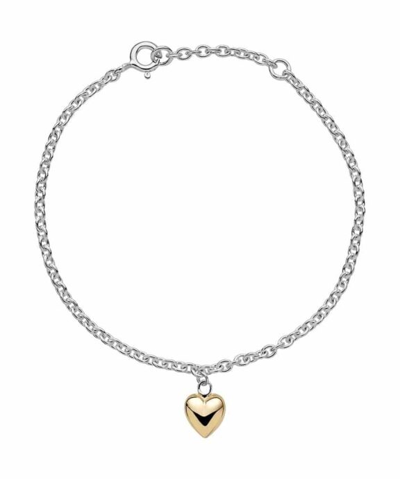 LUND COPENHAGEN ARMBÅND SØLV MED 8 KARAT GULD HJERTE - 9011120