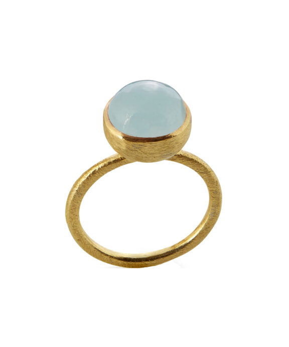 SUSANNE FRIIS BJØRNER RING FORGYLDT SØLV LYSEBLÅ KRYSTAL - 1678-2-111