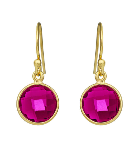 SUSANNE FRIIS BJØRNER ØRERINGE FORGYLDT SØLV MED PINK KRYSTAL - 5179-2-183