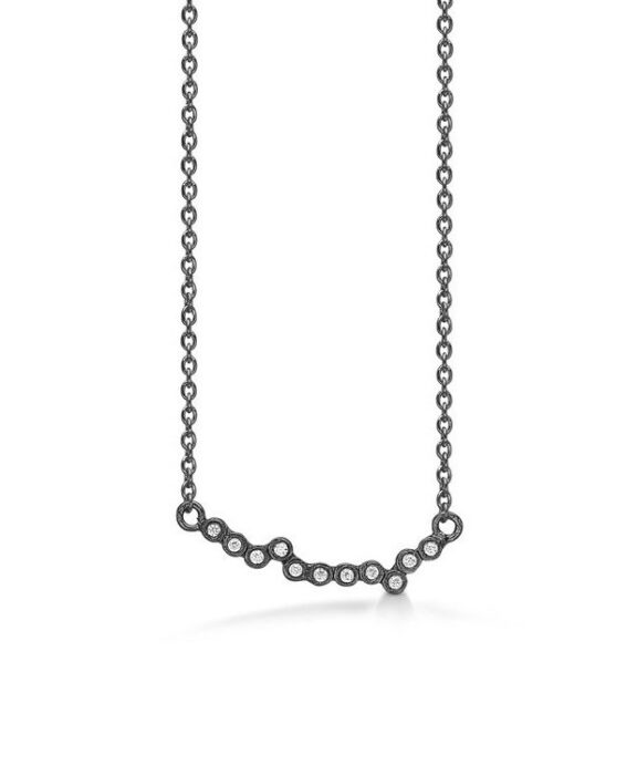 KRANZ OG ZIEGLER HALSKÆDE SORT SØLV - 6203713-45