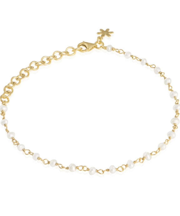 SUSANNE FRIIS BJØRNER ARMBÅND FORGYLDT SØLV MED HVIDE PERLER - 1433-2-900