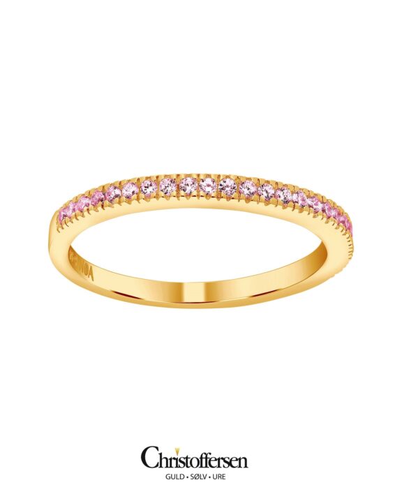 JOANLI NOR HELLENOR RING SØLV FORGYLDT MED LYSERØD STEN - 145 100-3