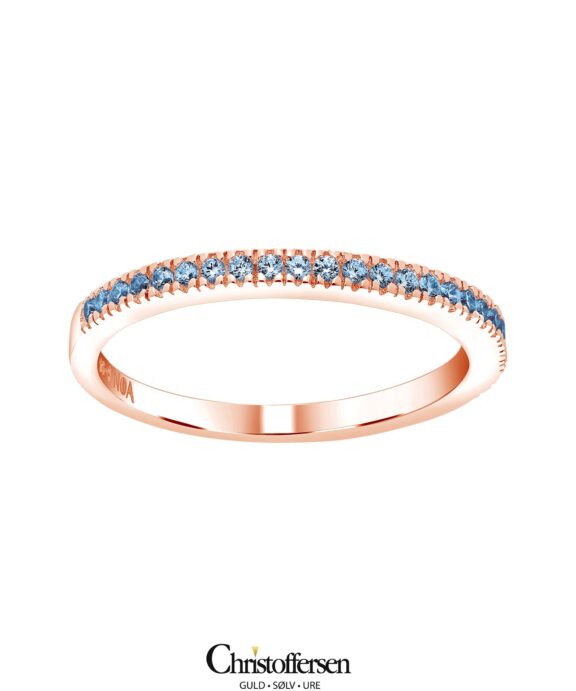 JOANLI NOR HELLENOR RING SØLV ROSA FORGYLDT MED BLÅ ZIRKONIA - 145 101-4