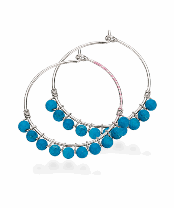 SCROUPLES SØLV ØRERINGE CREOL MED TURKIS - 154982