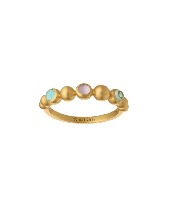 BYBIEHL PEBBLES BAND COLORS RING FORGYLDT SØLV RING - 5-3802M-GP