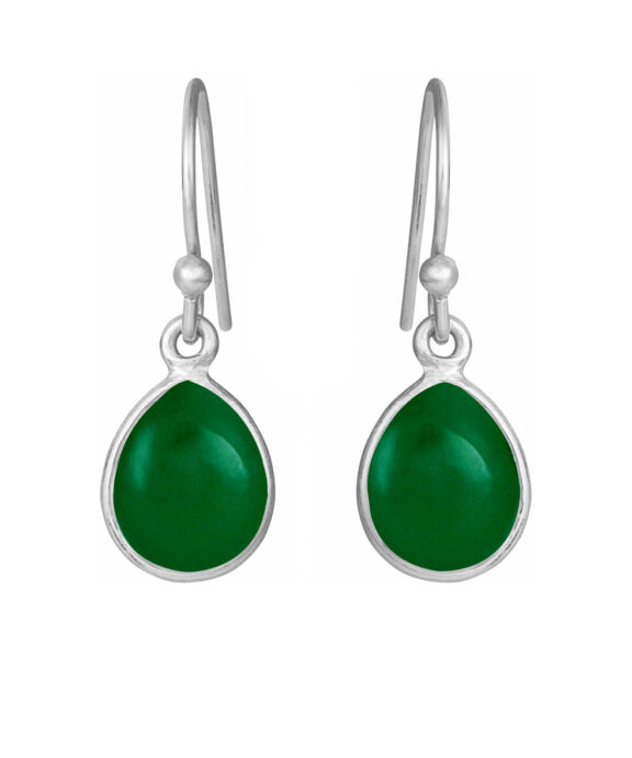 SUSANNE FRIIS BJØRNER ØRERINGE SØLV MED GRØN AGAT - 5249-1-102