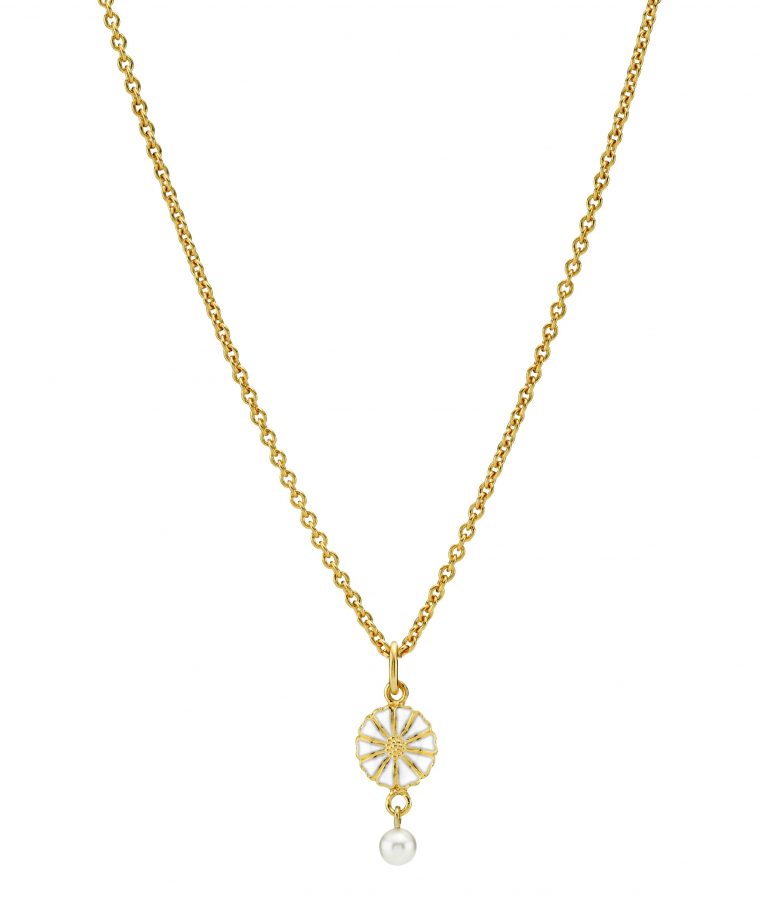 LUND COPENHAGEN MARGUERIT HALSKÆDE FORGYLDT MED PERLE - 9025040-33-M