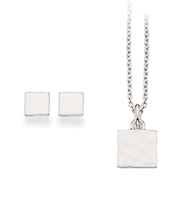 SCROUPLES SØLV SMYKKESÆT FIRKANTET PLISSE - PX1075