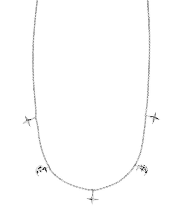 SISTIE SØLV HALSKÆDE MED MÅNE OG STJERNEMOTIVER - Z2019SWS
